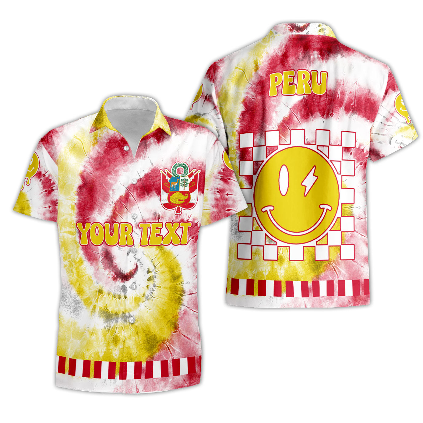 Peru Short Sleeve Shirt Custom Tie Dye Style 3