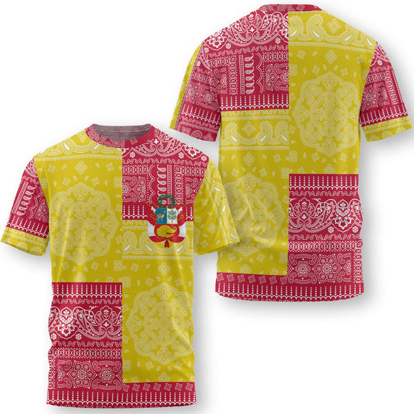 Peru T Shirt Flag And Paisley Basic Style 1