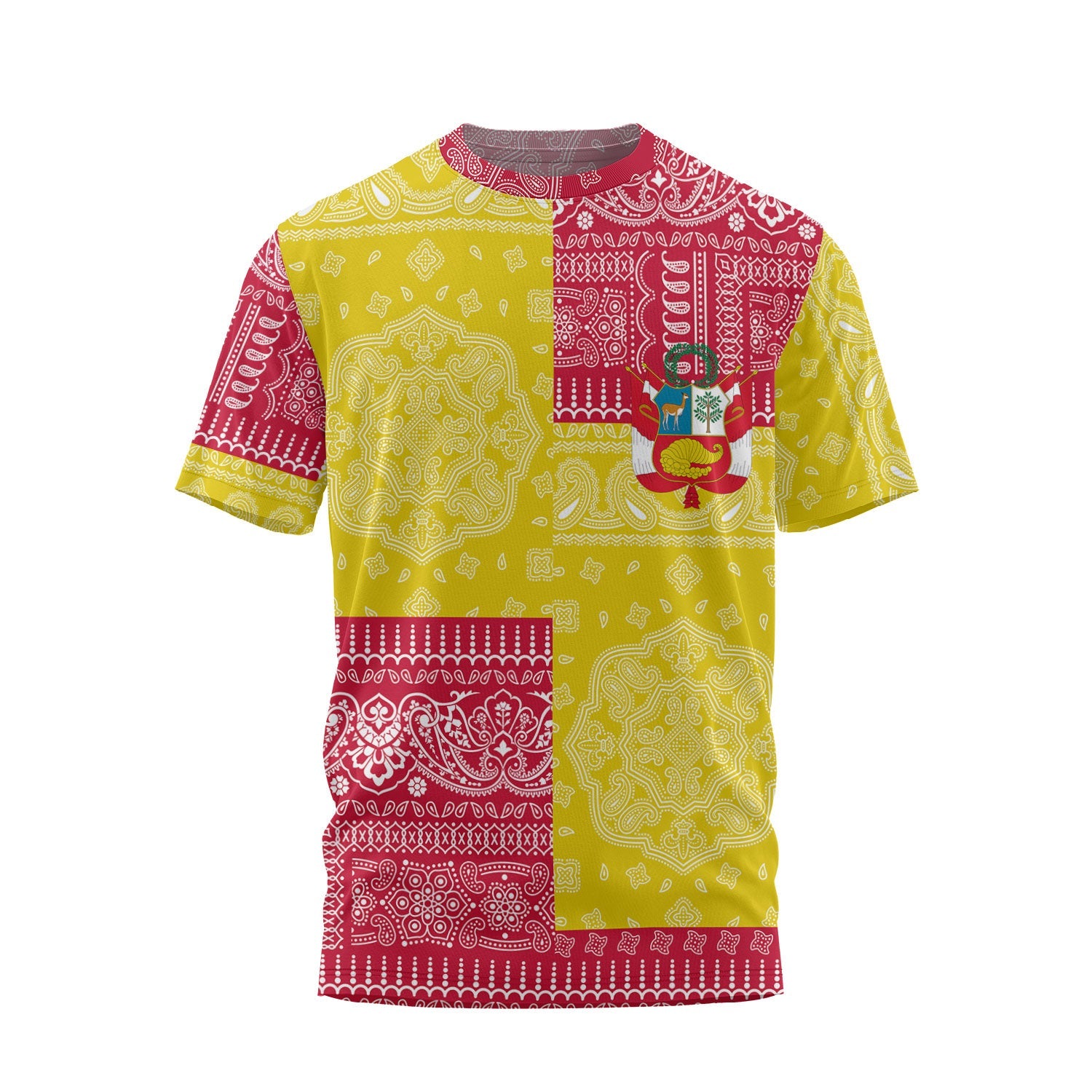 Peru T Shirt Flag And Paisley Basic Style 2