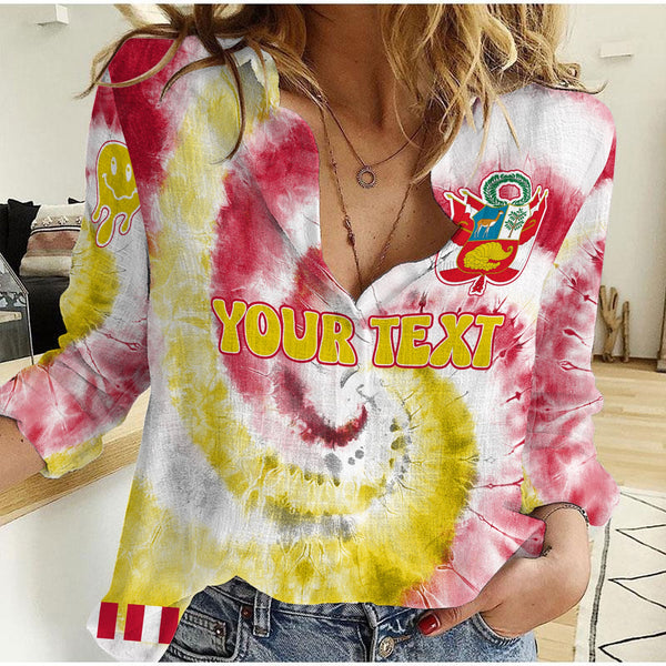 Peru Women Casual Shirt Custom Tie Dye Style 1