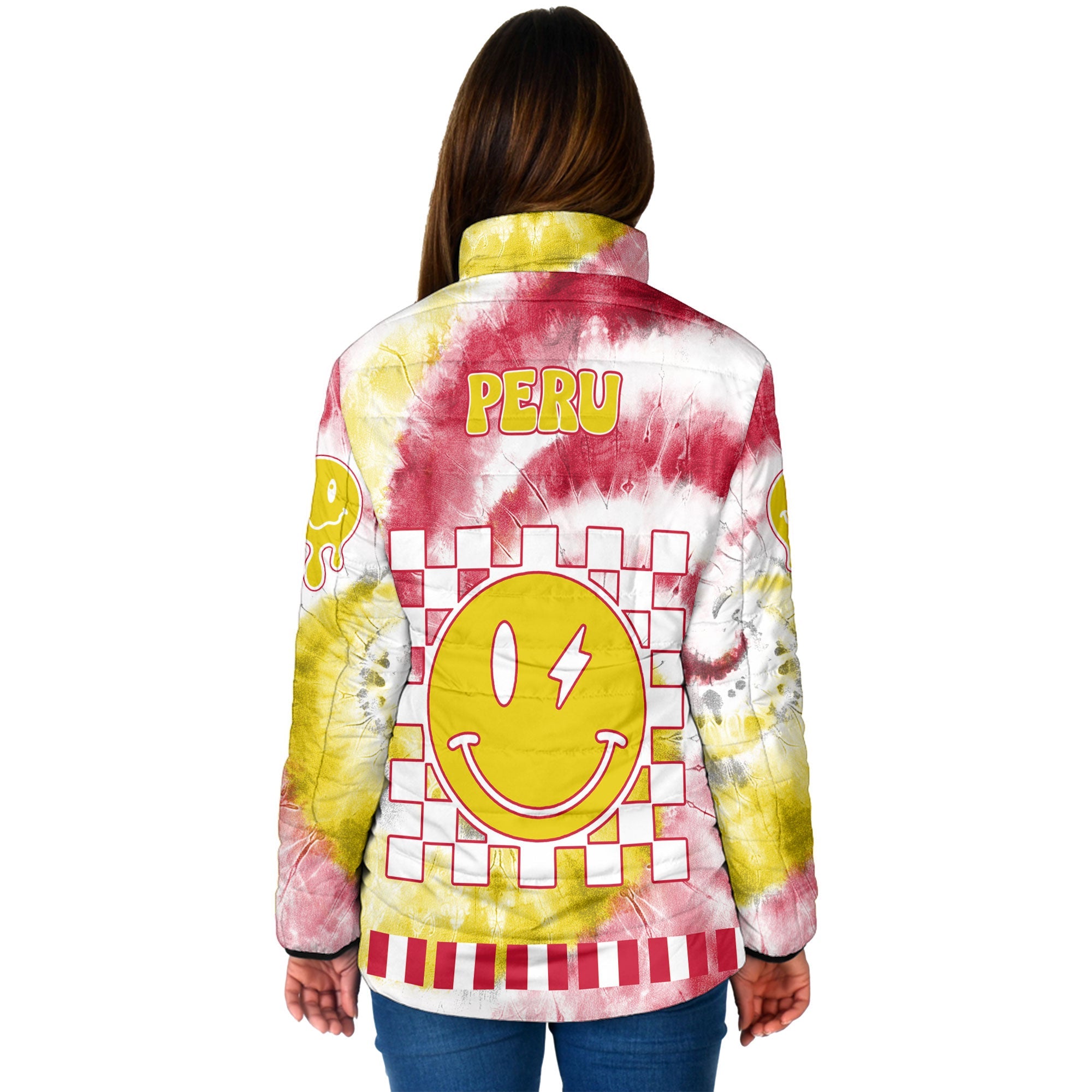 Peru Women Padded Jacket Custom Tie Dye Style 2