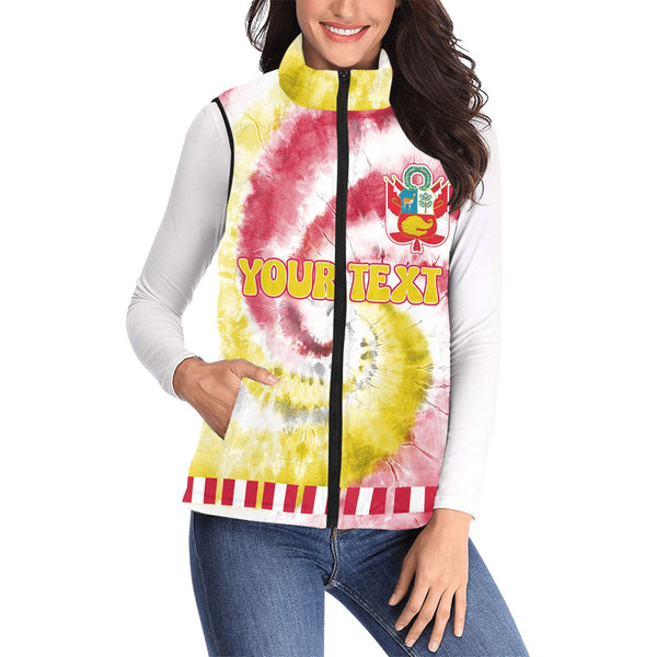 Peru Women Padded Jacket Vest Custom Tie Dye Style 1