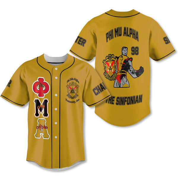 Personalized Phi Mu Alpha Baseball Jerseys Yellow Black Muticolor The Strongest Style