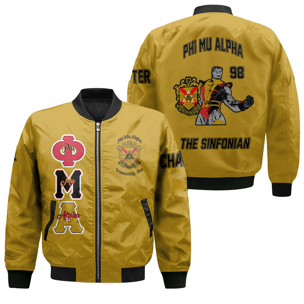 Personalized Phi Mu Alpha Bomber Jackets Yellow Black Muticolor The Strongest Style