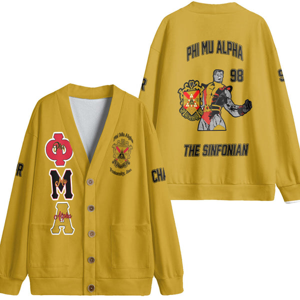 Personalized Phi Mu Alpha Fleece Cardigans Yellow Black Muticolor The Strongest Style