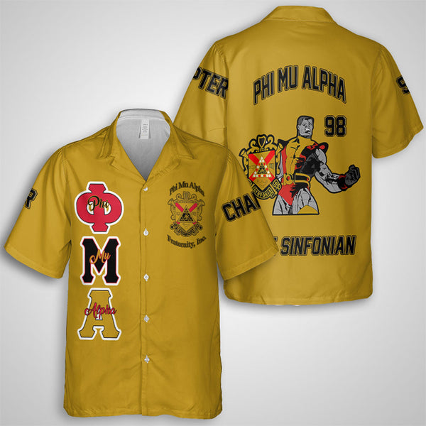 Personalized Phi Mu Alpha Hawaiian Shirts Yellow Black Muticolor The Strongest Style