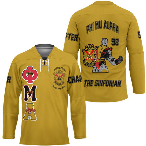 Personalized Phi Mu Alpha Hockey Jerseys Yellow Black Muticolor The Strongest Style