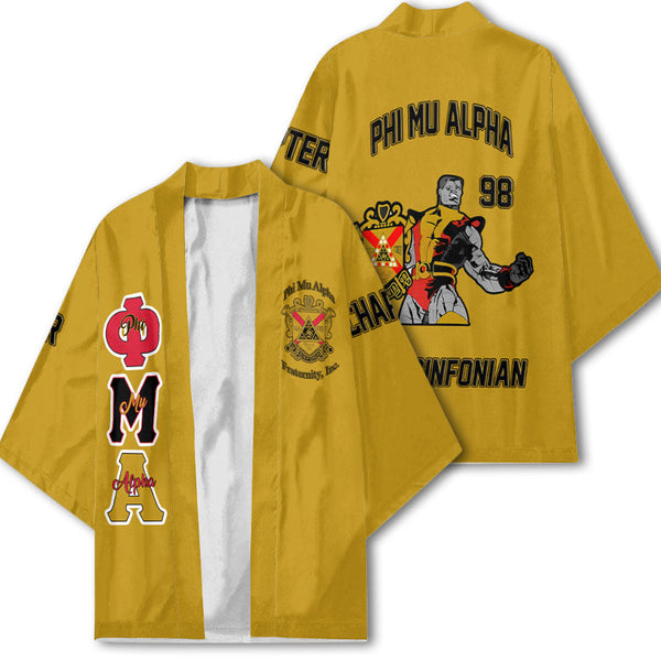 Personalized Phi Mu Alpha Kimonos Yellow Black Muticolor The Strongest Style