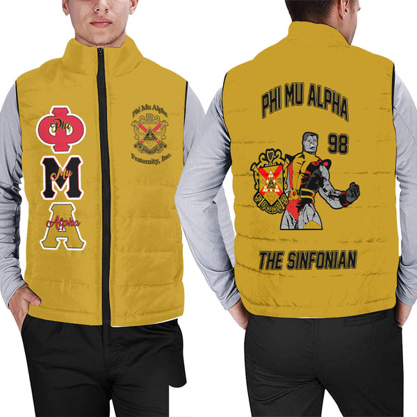 Personalized Phi Mu Alpha Men Padded Jacket Vests Yellow Black Muticolor The Strongest Style