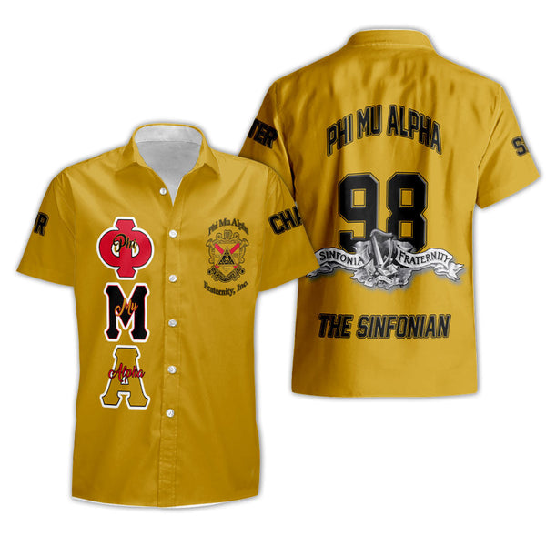 Personalized Phi Mu Alpha Short Sleeves Shirts Yellow Black Muticolor Sinfonia Fraternity Style