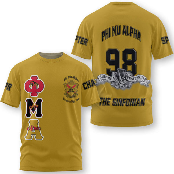 Personalized Phi Mu Alpha T-Shirts Yellow Black Muticolor Sinfonia Fraternity Style