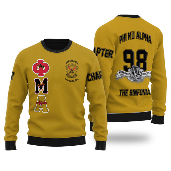 Personalized Phi Mu Alpha Ugly Sweaters Yellow Black Muticolor Sinfonia Fraternity Style