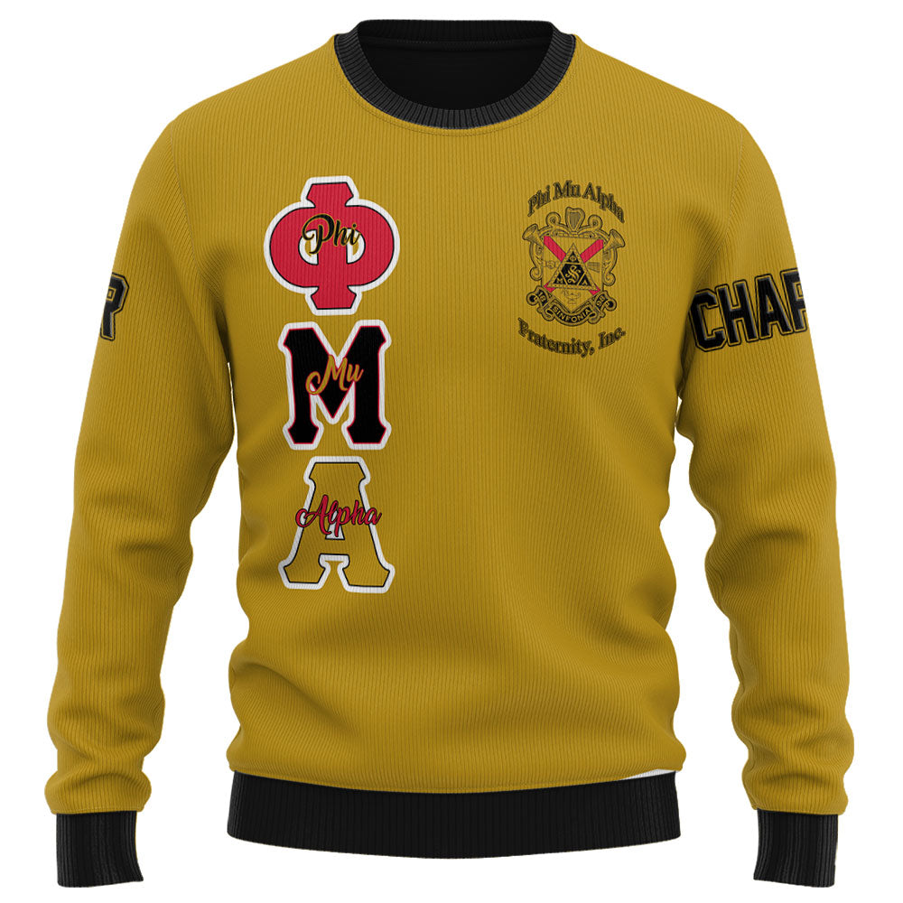 Personalized Phi Mu Alpha Ugly Sweaters Yellow Black Muticolor The Strongest Style