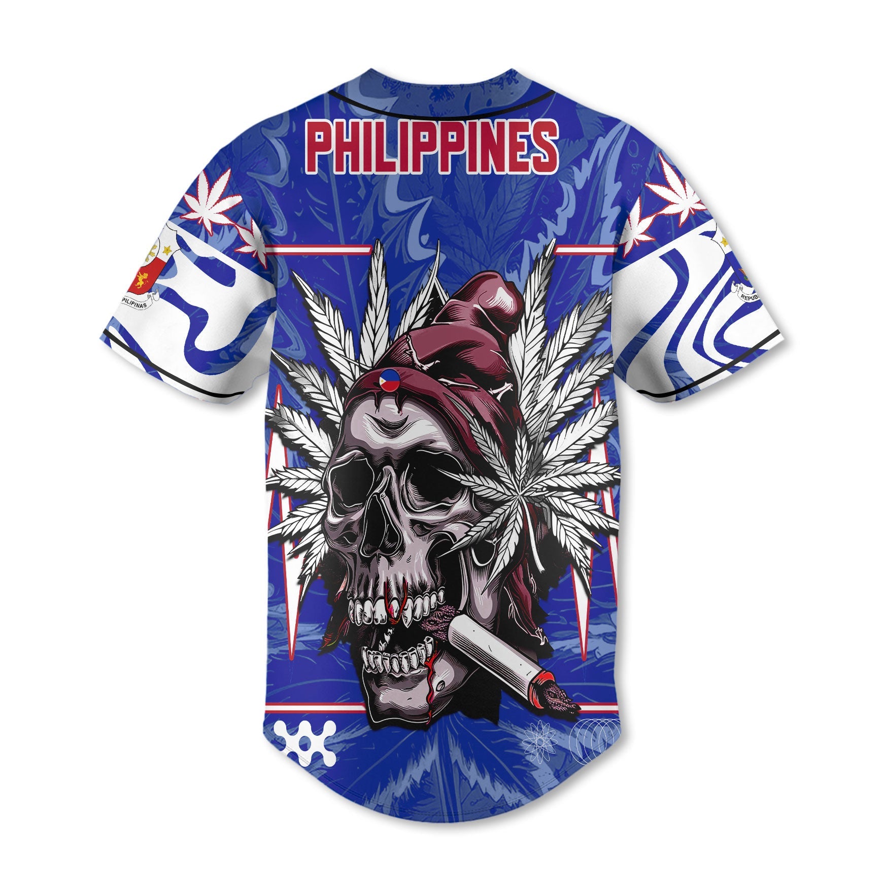 Philippines Baseball Jersey Flag & Coat Of Arms Marijuanas Style