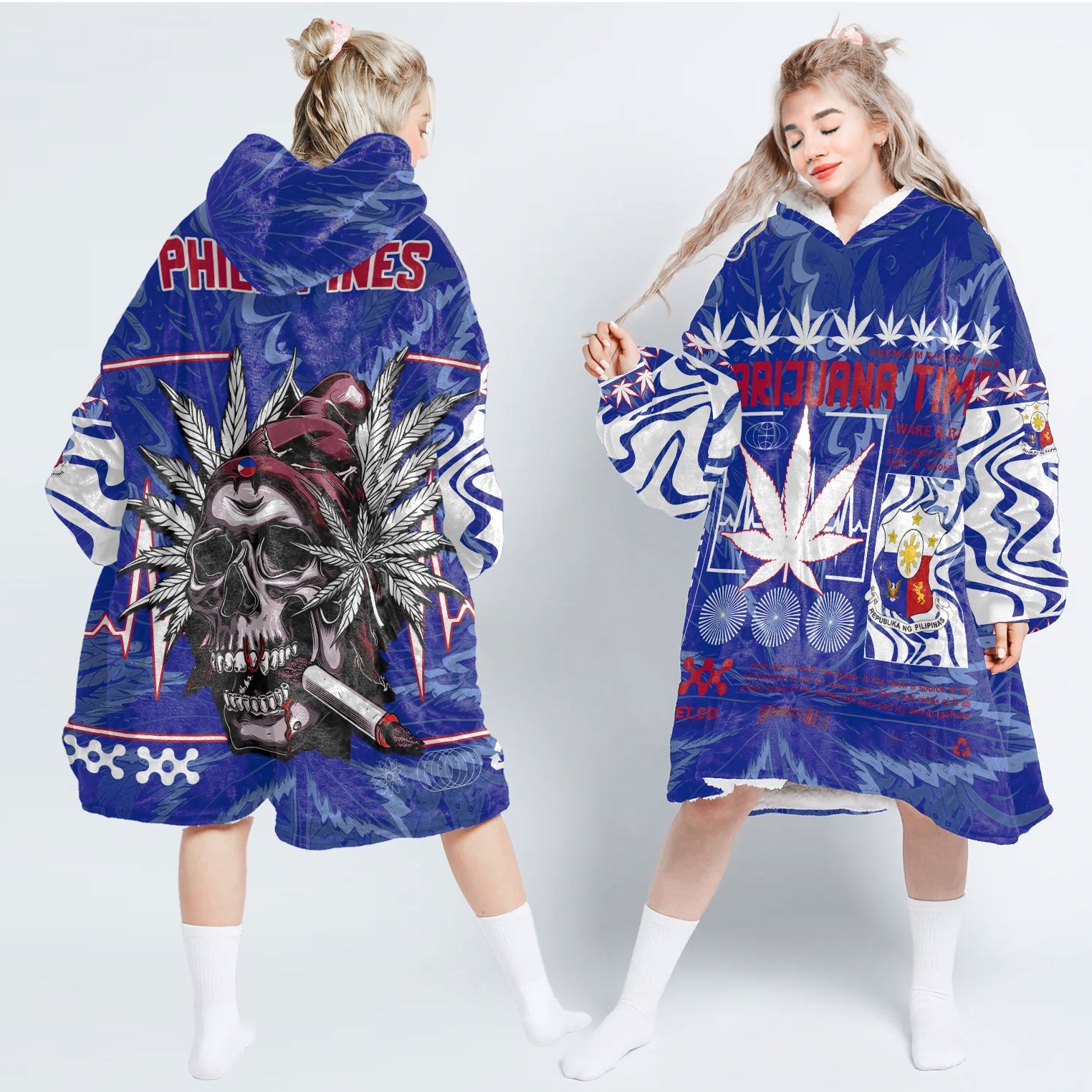 Philippines Snug Hoodie Flag & Coat Of Arms Marijuanas Style