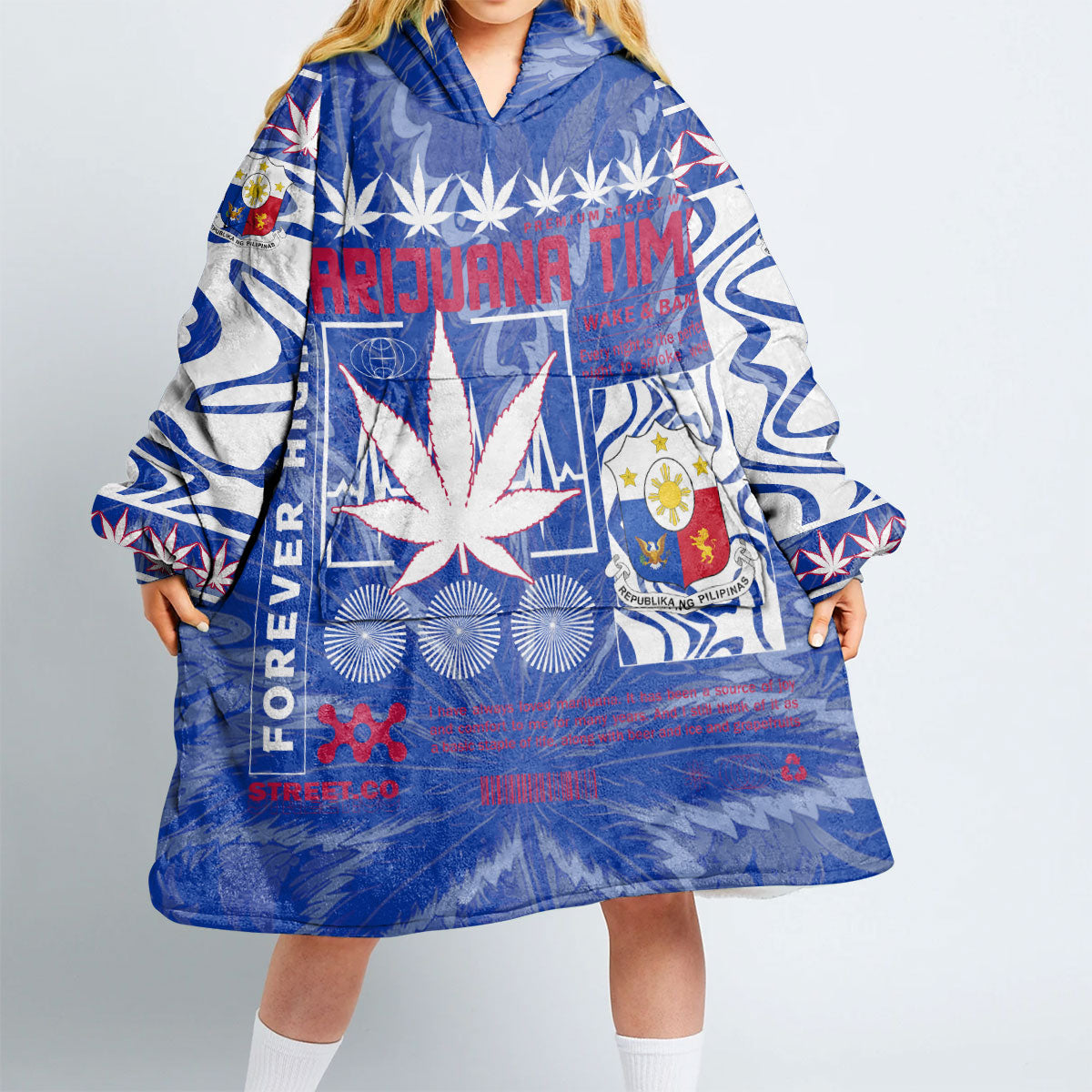 Philippines Snug Hoodie Flag & Coat Of Arms Marijuanas Style