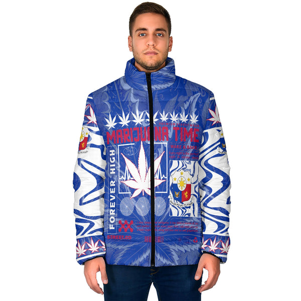 Philippines Men Padded Jacket Flag & Coat Of Arms Marijuanas Style