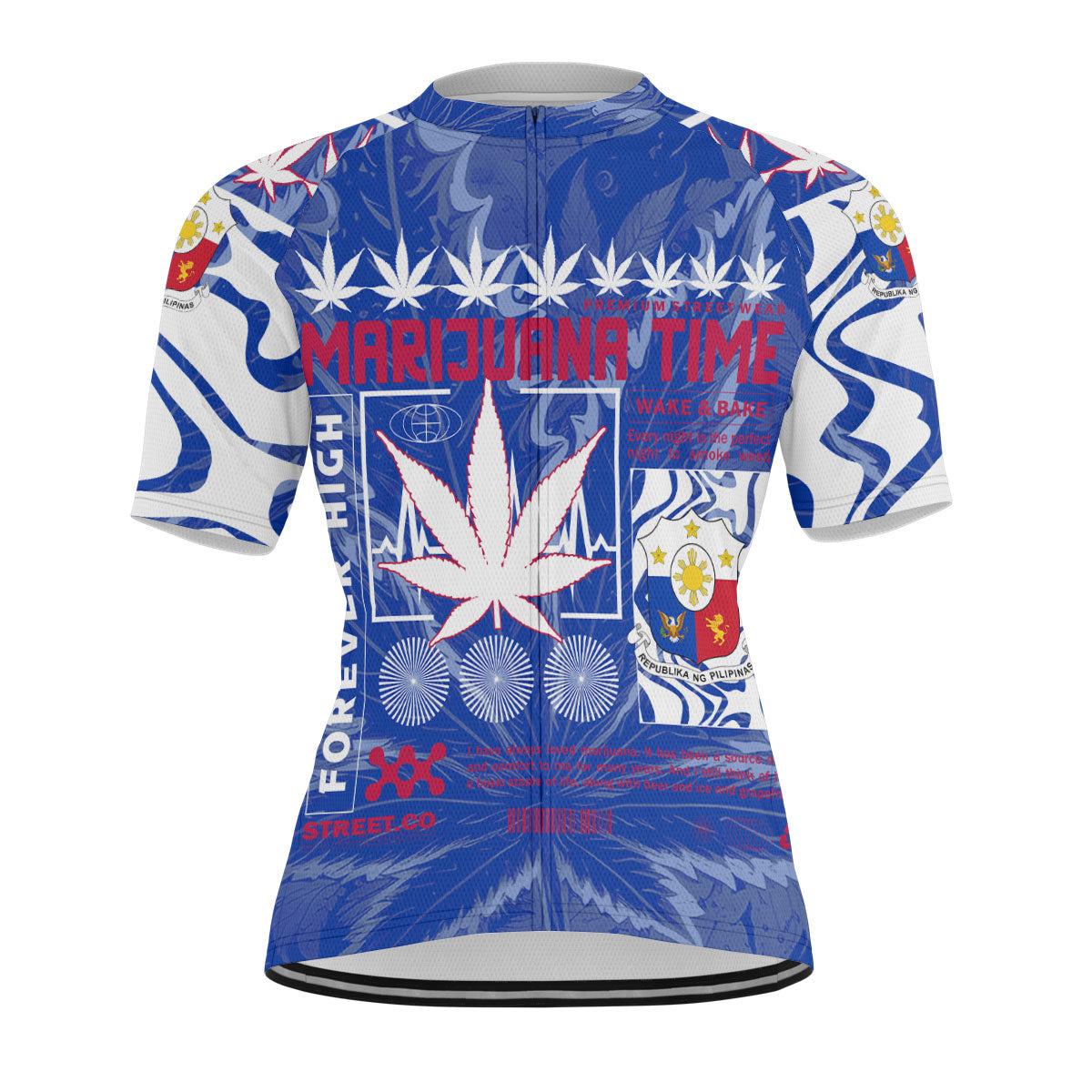 Philippines Men's Cycling Jersey Flag & Coat Of Arms Marijuanas Style