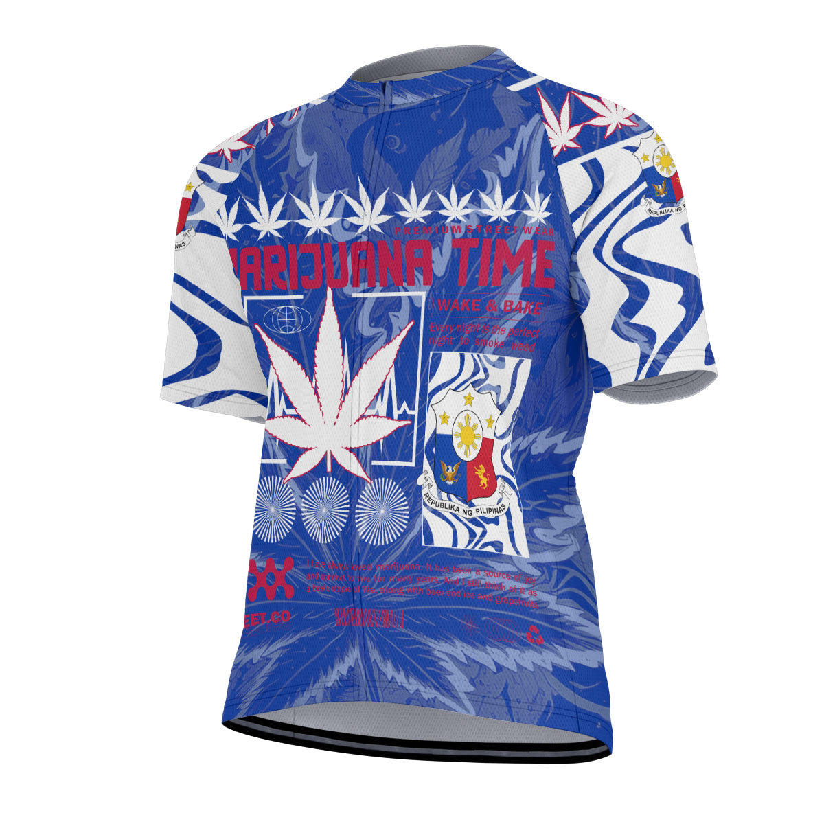 Philippines Men's Cycling Jersey Flag & Coat Of Arms Marijuanas Style