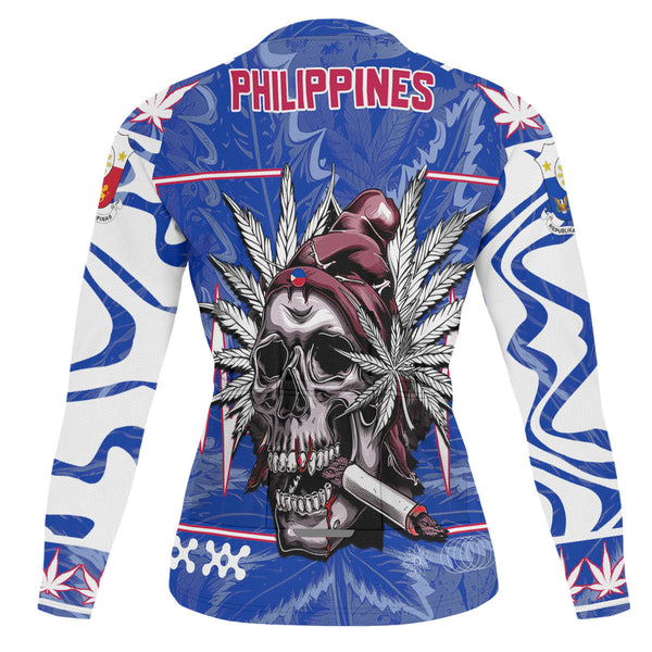 Philippines Men's Cycling Jersey Long Sleeve Flag & Coat Of Arms Marijuanas Style