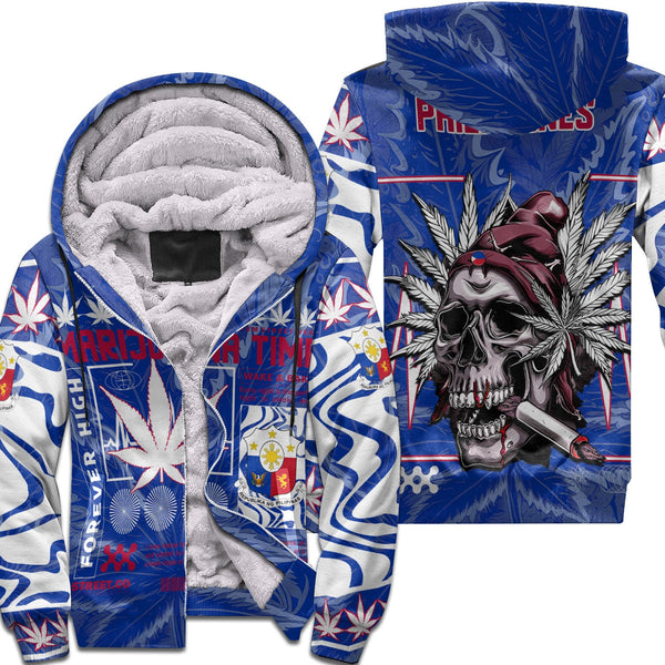 Philippines Sherpa Hoodie Flag & Coat Of Arms Marijuanas Style