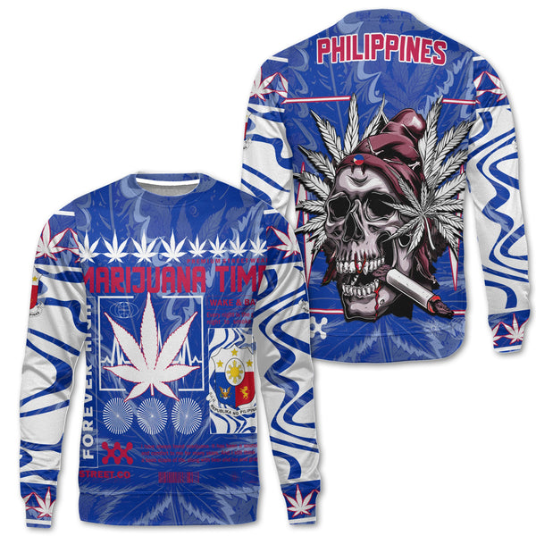 Philippines Sweatshirt Flag & Coat Of Arms Marijuanas Style