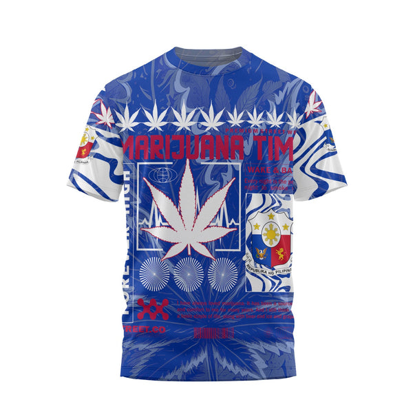 Philippines T Shirt Flag & Coat Of Arms Marijuanas Style