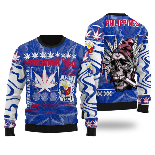 Philippines Ugly Sweater Flag & Coat Of Arms Marijuanas Style