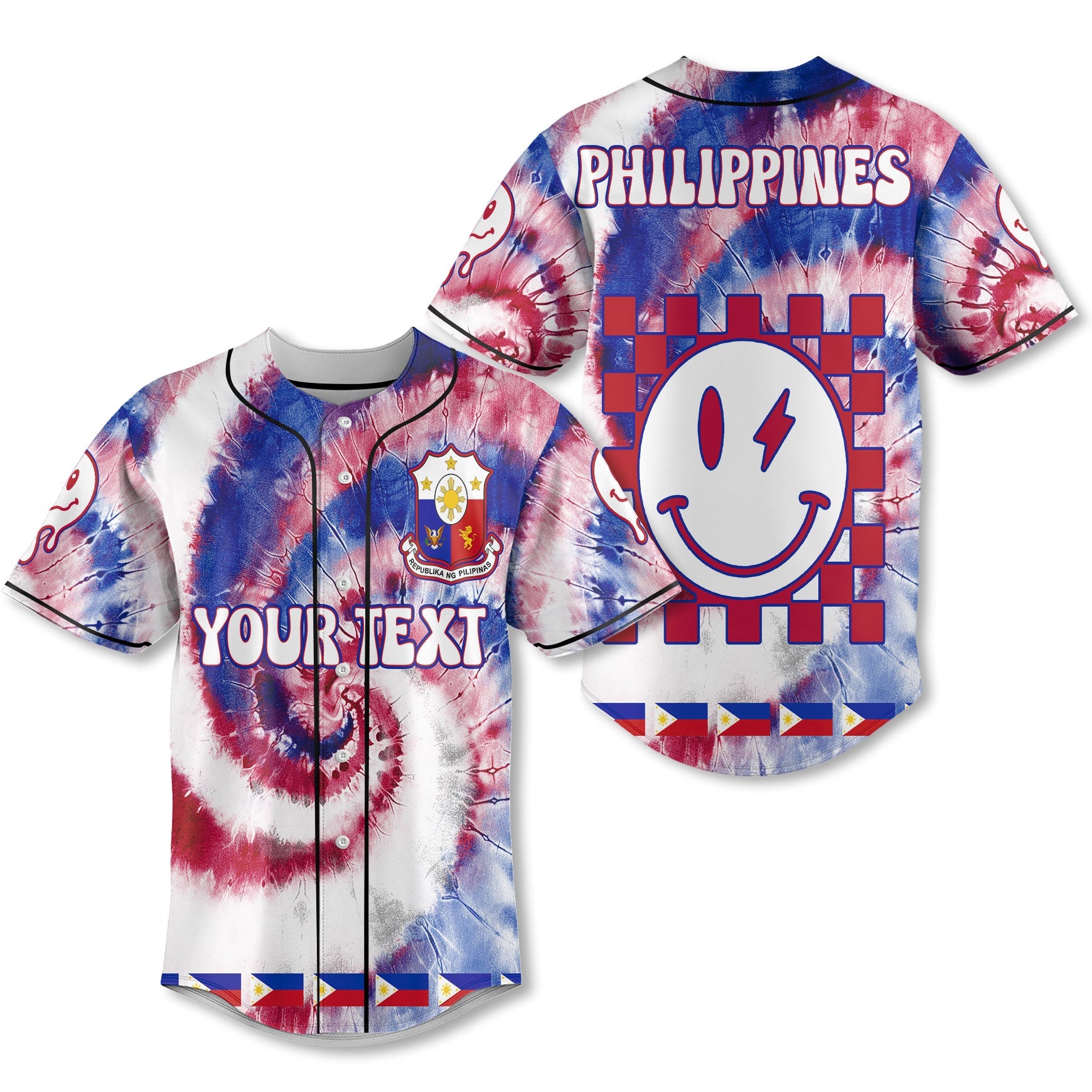 Philippines Baseball Jersey Custom Tie Dye Style 1