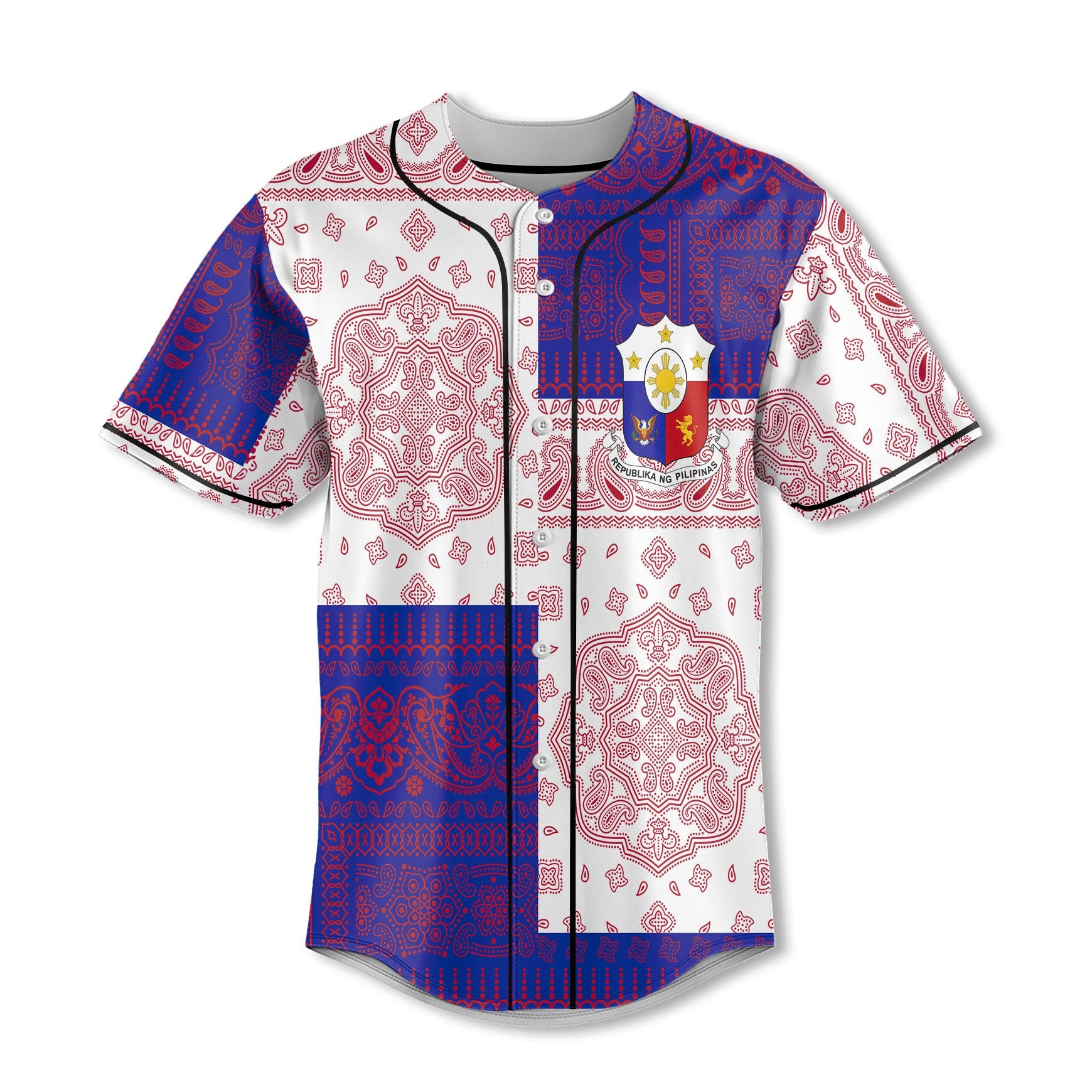 Philippines Baseball Jersey Flag And Paisley Basic Style 2