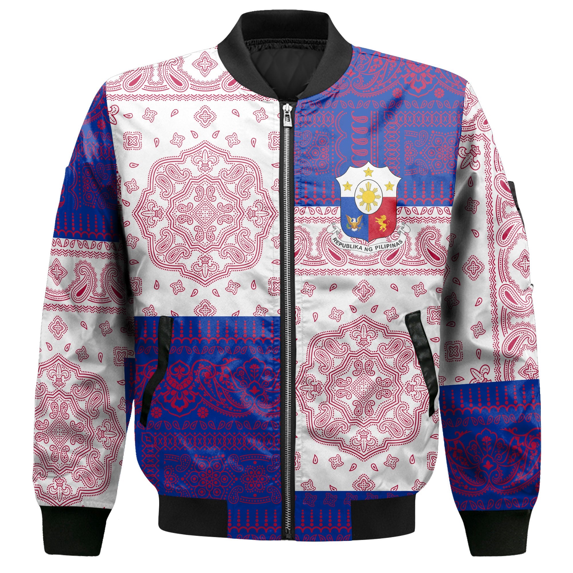 Philippines Bomber Jacket Flag And Paisley Basic Style 2