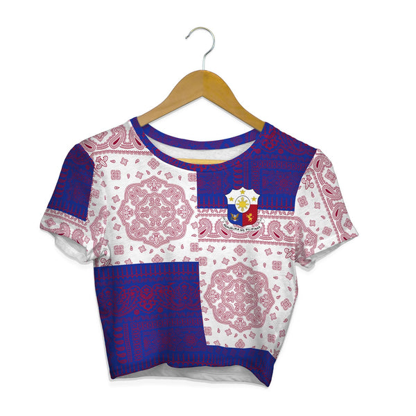 Philippines Croptop T Shirt Flag And Paisley Basic Style 1