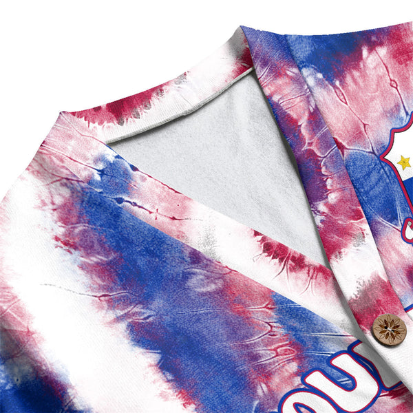 Philippines Fleece Cardigan Custom Tie Dye Style 1