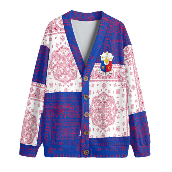 Philippines Fleece Cardigan Flag And Paisley Basic Style 1