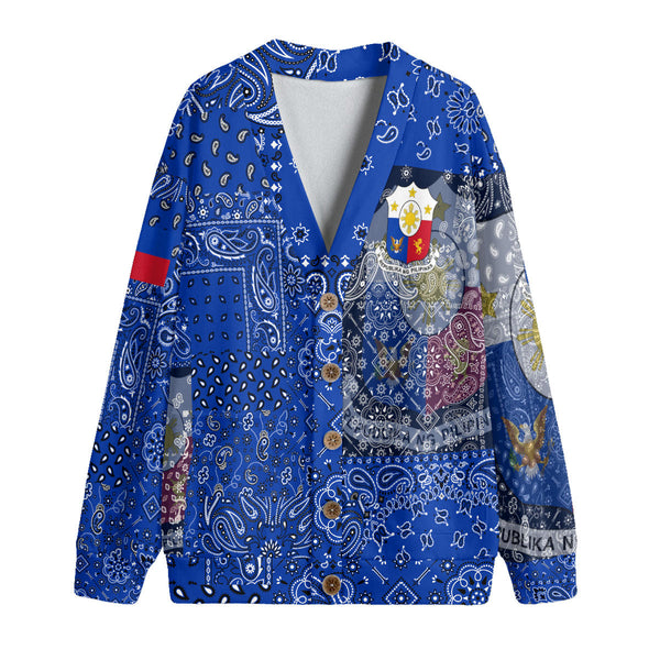 Philippines Fleece Cardigan Paisley Flag And Skull Style 1