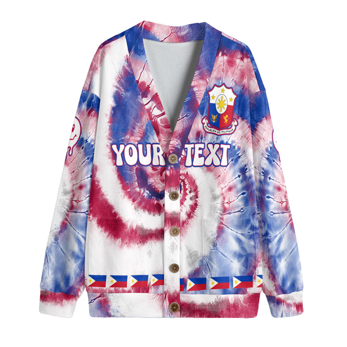 Philippines Fleece Cardigan Custom Tie Dye Style 2