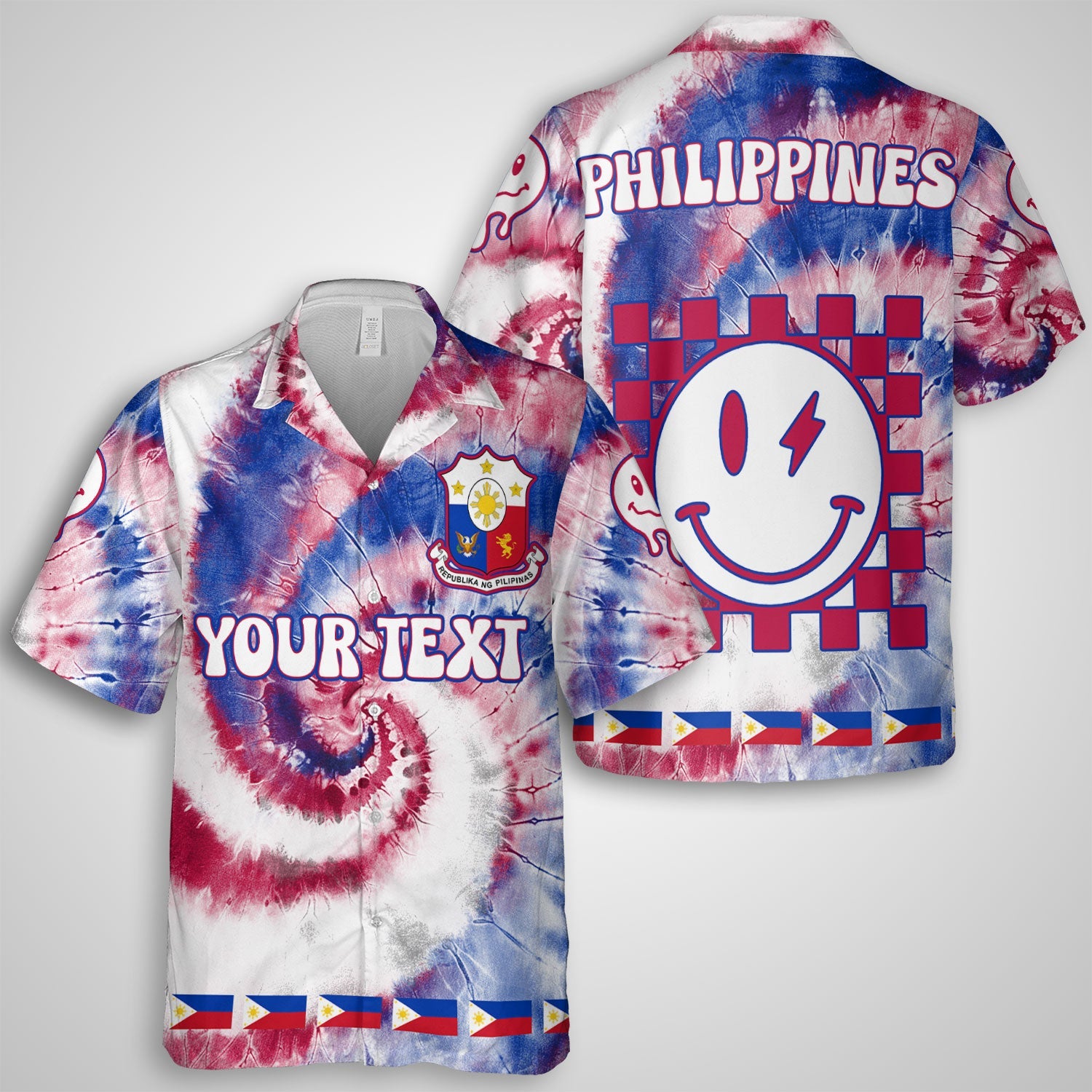 Philippines Hawaiian Shirt Custom Tie Dye Style 1