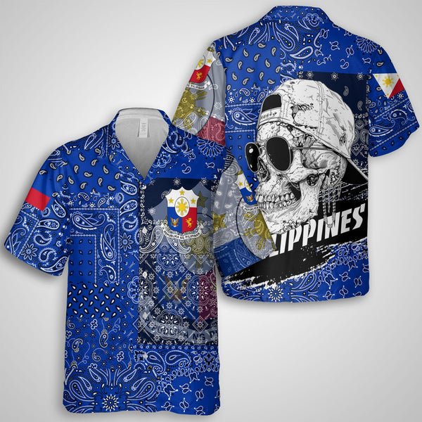 Philippines Hawaiian Shirt Paisley Flag And Skull Style 1