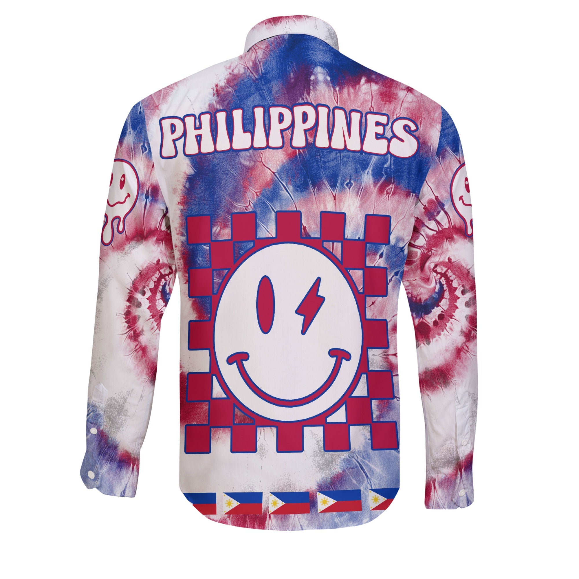 Philippines Long Sleeve Button Shirt Custom Tie Dye Style 2