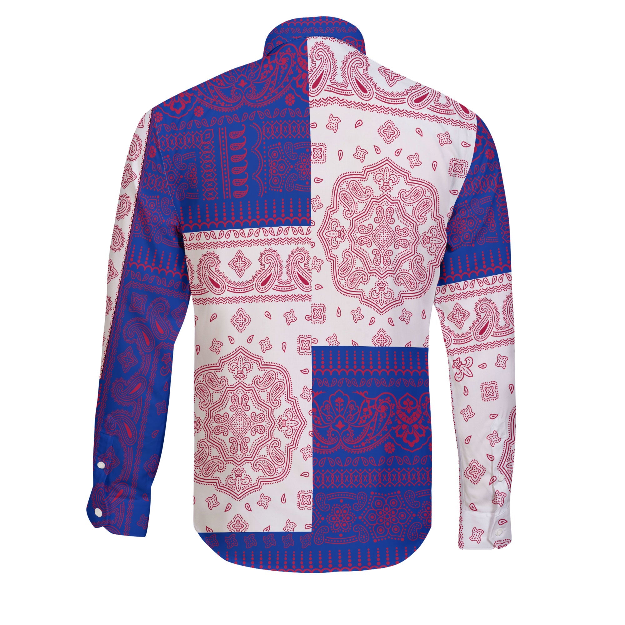 Philippines Long Sleeve Button Shirt Flag And Paisley Basic Style 2