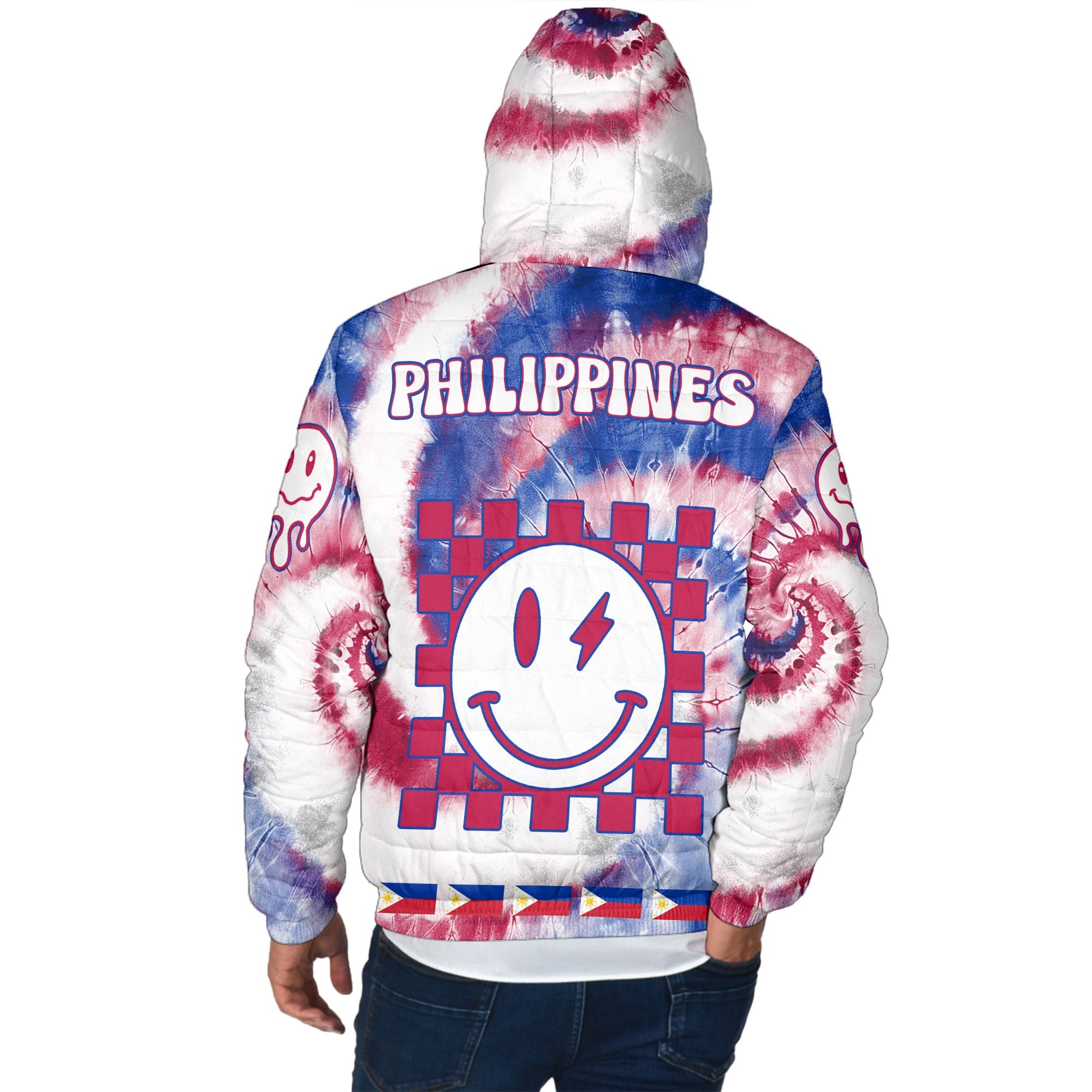 Philippines Men Hooded Padded Jacket Custom Tie Dye Style 3