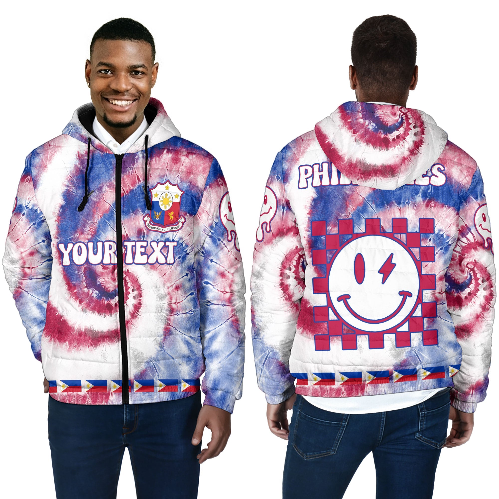 Philippines Men Hooded Padded Jacket Custom Tie Dye Style 4