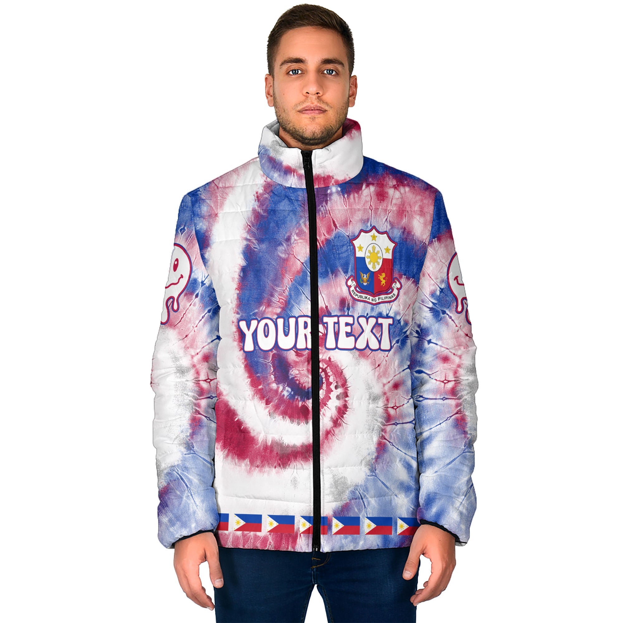 Philippines Men Padded Jacket Custom Tie Dye Style 1