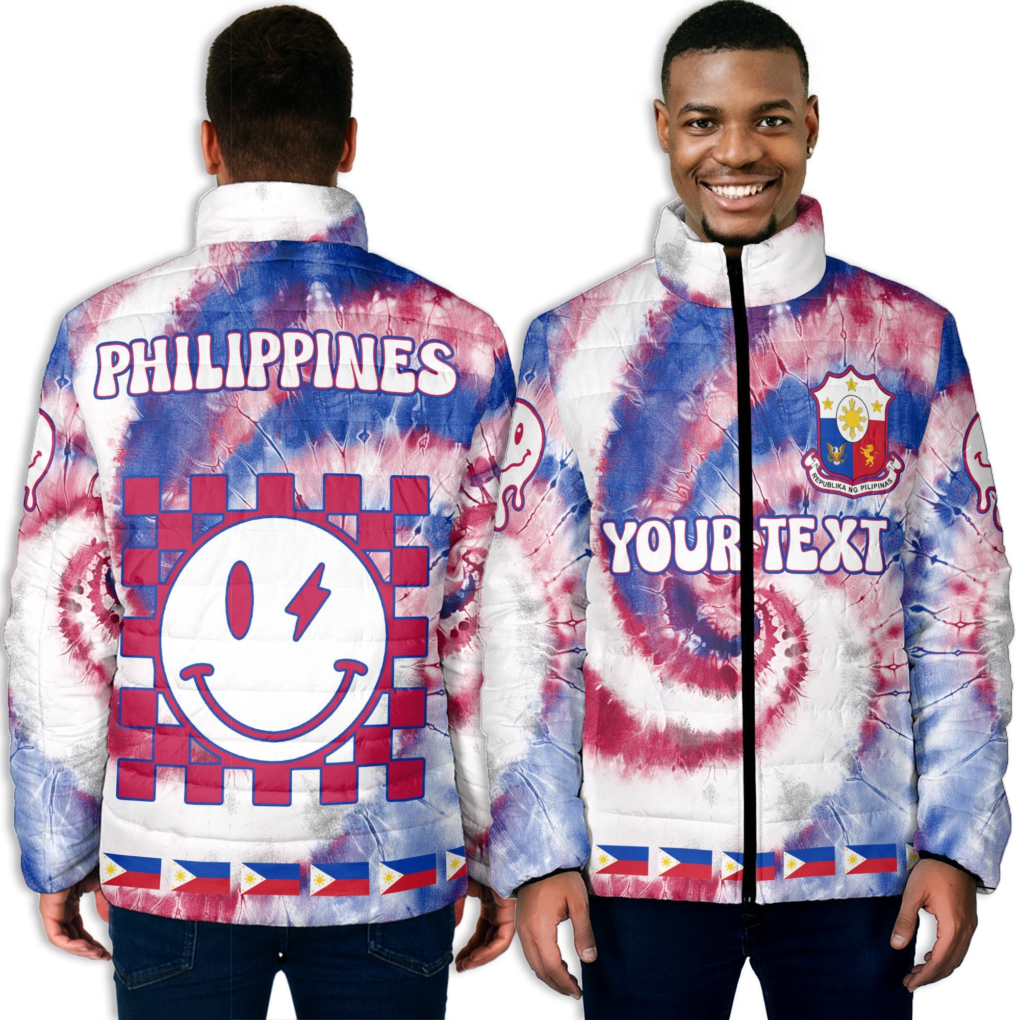 Philippines Men Padded Jacket Custom Tie Dye Style 3