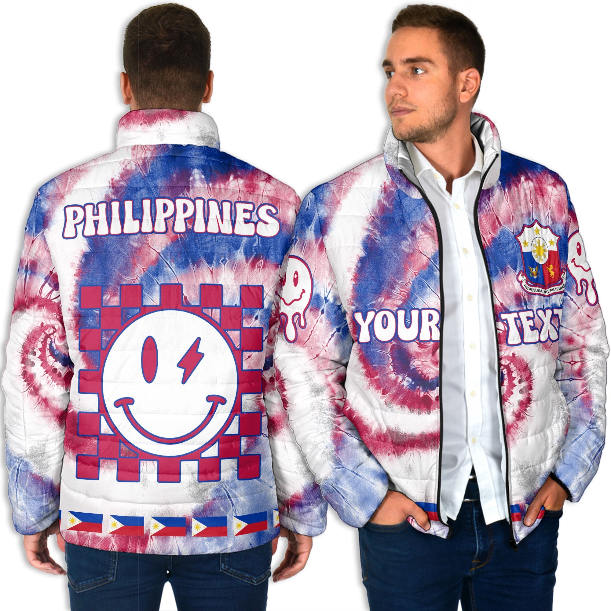 Philippines Men Padded Jacket Custom Tie Dye Style 4