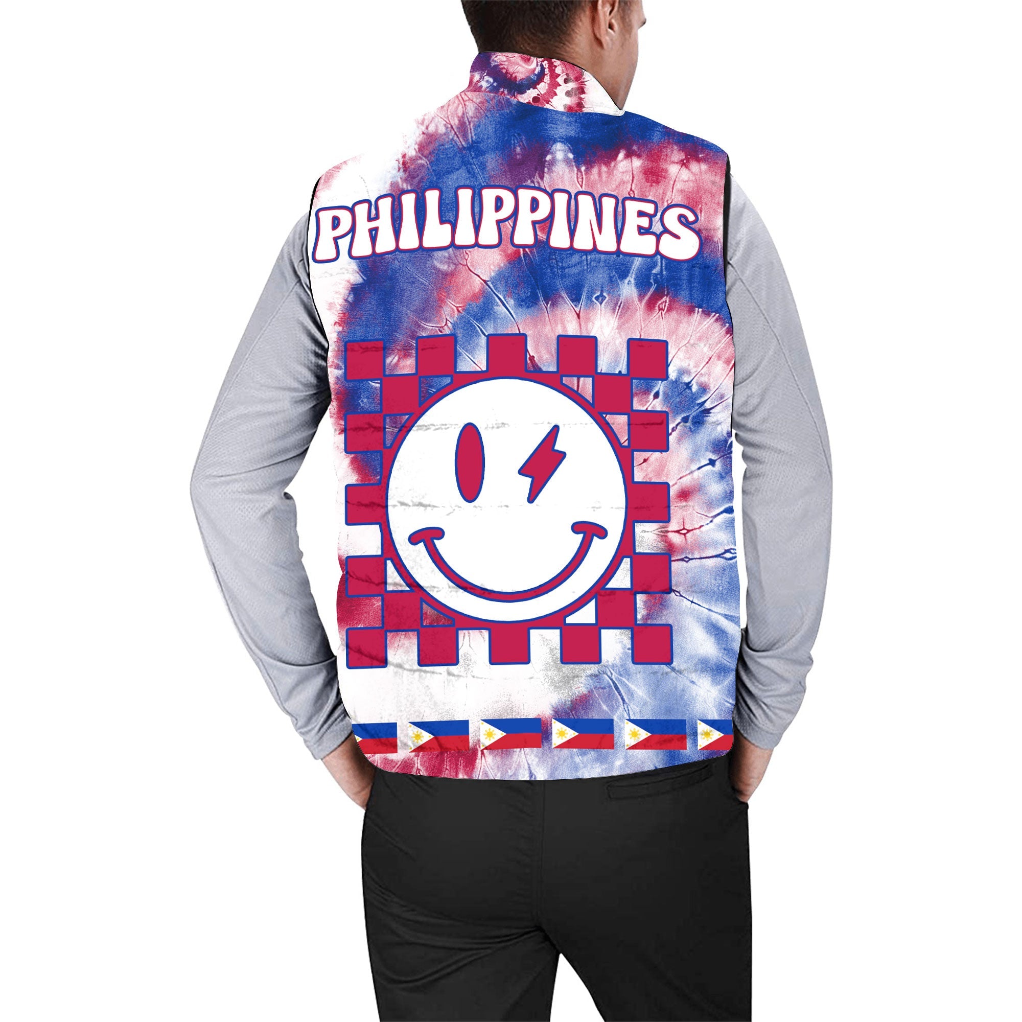 Philippines Men Padded Jacket Vest Custom Tie Dye Style 2