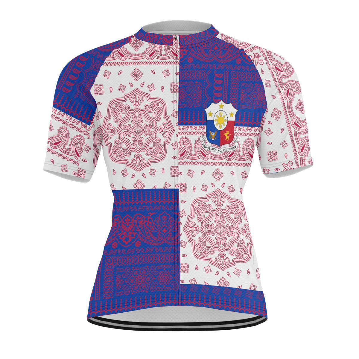 Philippines Men Cycling Jersey Flag And Paisley Basic Style 1