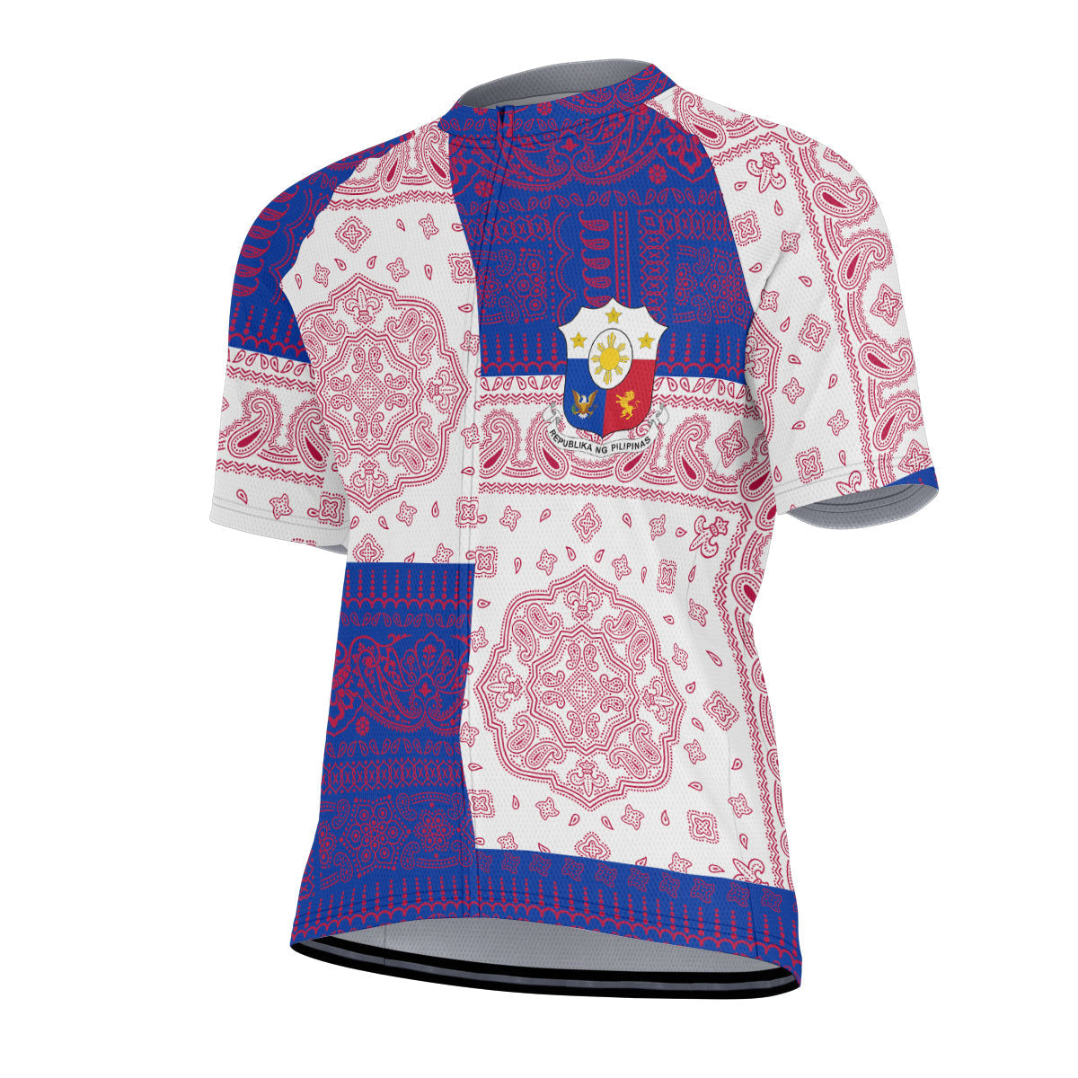 Philippines Men Cycling Jersey Flag And Paisley Basic Style 2