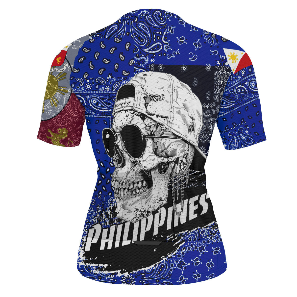 Philippines Men Cycling Jersey Paisley Flag And Skull Style 3