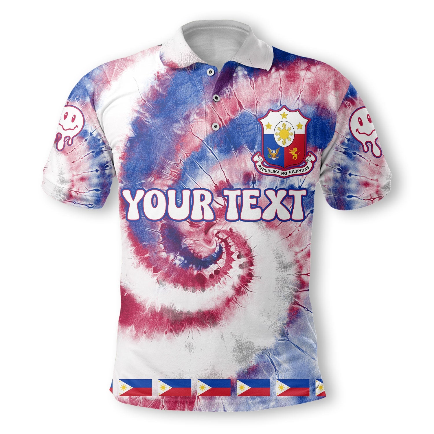 Philippines Polo Shirt Custom Tie Dye Style 2